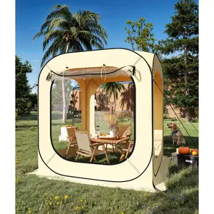 【GAOMON】Portable 6x6 ft Outdoor Pop Up Shelter Tent, All Weather 2-3 Person Design with Windproof, Rainproof & Sun Protection, Ideal for Patio, Backyard, Sporting Events & Outdoor Activities, Beige