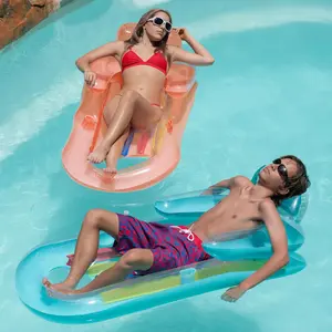 2 Packs Pool Floats Adult Size Lounger with Cup Holder Inflatable Floats for Swimming Pool Heavy Duty Lounger Floating Recliner Blow Up Floaties Water Floaty Lake Beach Tanning Float for Gifts for Women