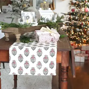 Floral Block Print Table Runner