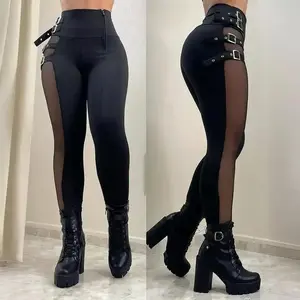 2025 new black mesh slim-fit trousers Womenswear Bottom