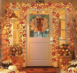 2 Pack Fall Decorations for Home Maple Leaf Lights Multicolored, Total 20Ft 40LED Battery Operated Fall Leaves Garland with Lights String Autumn Harvest Table Indoor Halloween Thanksgiving Decorations