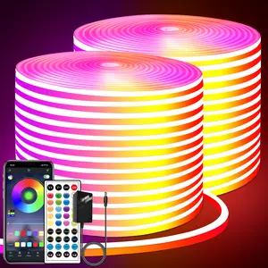 Yocrostar LED Neon Lights Strip 132FT DC 24V RGB APP & Remote Control Waterproof Flexible Neon Rope Lights for Bedroom Playroom Outdoor Decor 2 Rolls of 66ft bedroom room outdoors