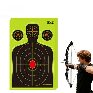 12*18 Inchs Human Shape Splatter Targets,Human Silhouette Shooting Targets with High Visibility Fluorescent Bullseye,Weatherproof for Indoor and Outdoor Gun,Rifle,Pistol Training