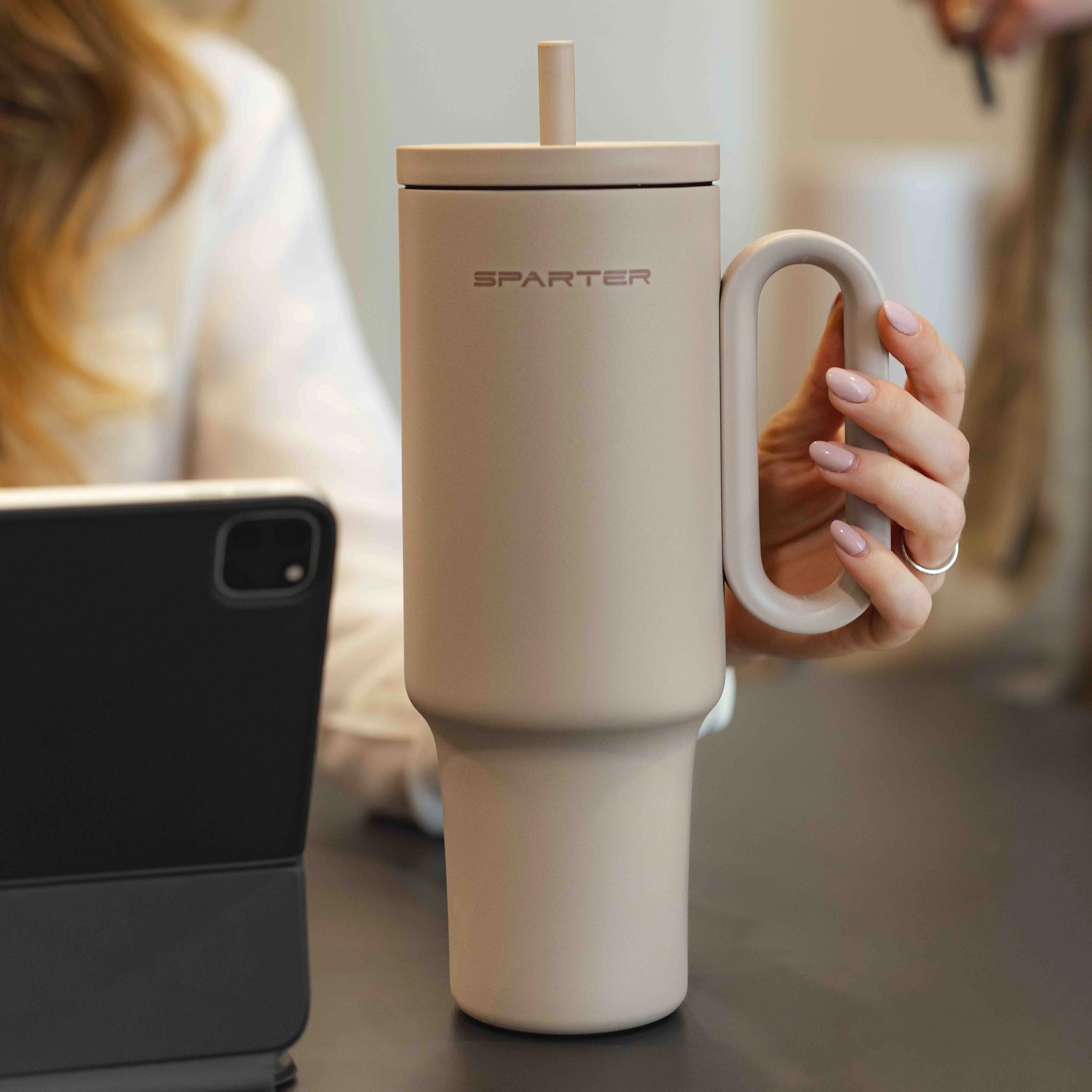 Sparter SnapSip | Leak-Proof Travel Insulated Tumbler with Straw | 40OZ | Cup Holder Fit Silicone
