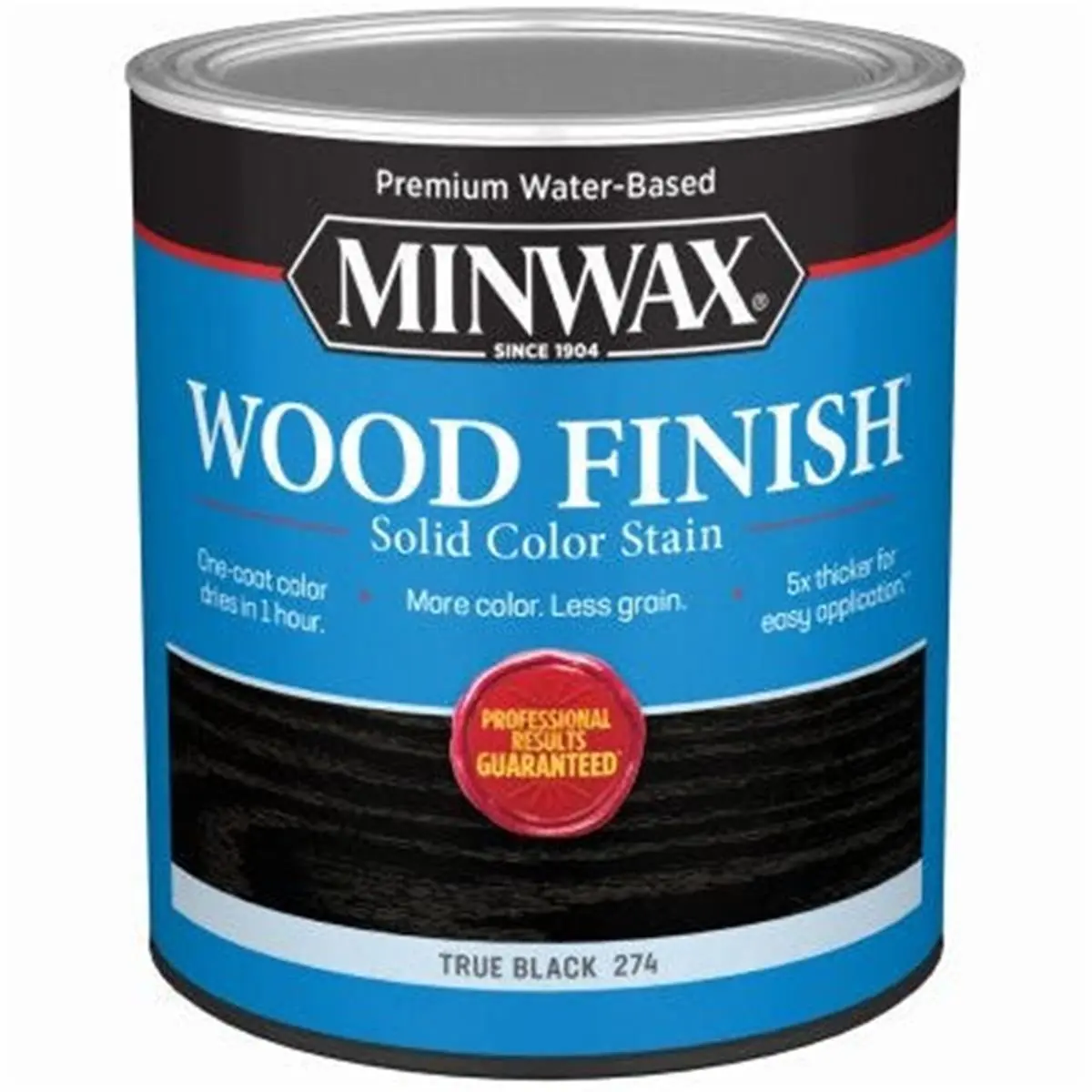Minwax 271544 1 qt. Low Odor Interior Wood Finish Stain, Water-Based Solid Color - True Black, Cleans Up With Soap And Water, Dries In 1 Hour, Indoor