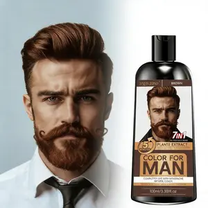 100ml Men’s Brown Beard Dye Shampoo | All-in-one cleansing and coloring formula helps the beard achieve a soft brown tone for a natural-looking finish.