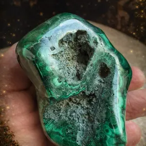 Malachite Druzy Freeform | Polished Malachite Stone | Heart Chakra Crystal | Transformation & Protection | Witchy Cottage Decor