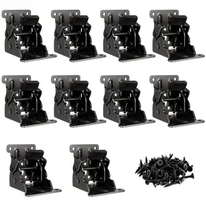 10 PCS 2.68 x 2.48 x 2-1/8 Inch Foldable Support Bracket, Lock Extension Support with Screws, Folding Brackets for Table Leg, Bed Leg, Workbench