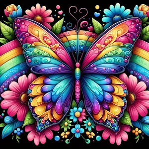 5D Diamond Painting Kit - Colorful Butterfly Design, Full Diamond Round Drills, Acrylic Craft Set, Suitable for Home Decor And Gifts, Diamond Art Tools, Diy Kit