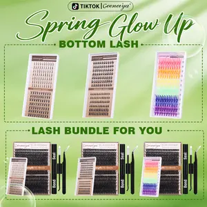 【VOLUME Bundle】Geeneiya Volume Lash Clusters Kit with Bottom Lashes, DIY Lash Extensions and Wispy Bottom Lashes, 80D+100D Eyelash Extension Kit with Black Lash Bond and Seal Waterproof,Lash Tweezers,D Curl Design,DIY at Home Easily