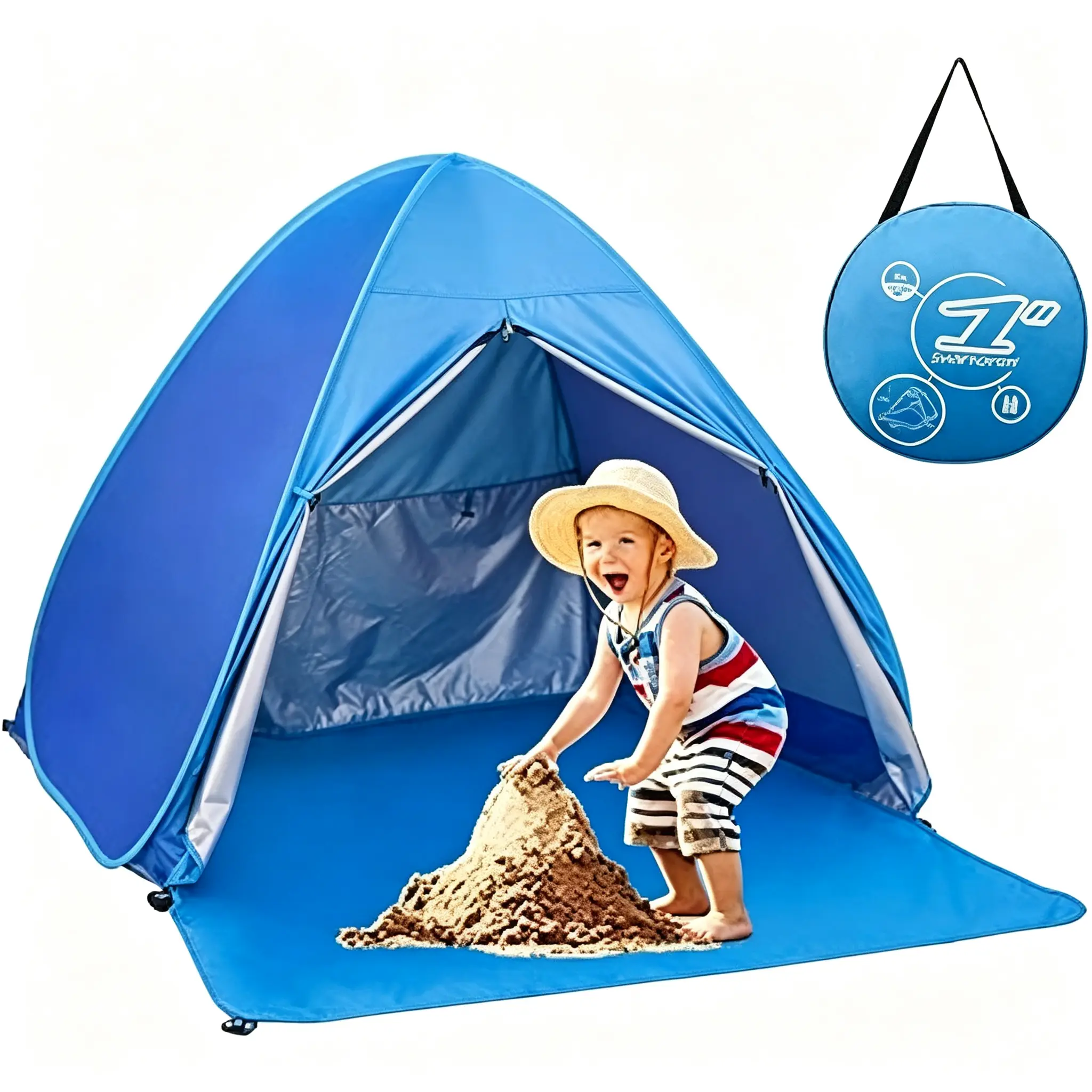 AODI Pop-up Beach Tent - UPF 50+ Sunshade Canopy Small Cabin for 2-3 People, Outdoor Camping & Picnics, Tents For Camping, 1-3 People, Instant Cabin Tents sohochic