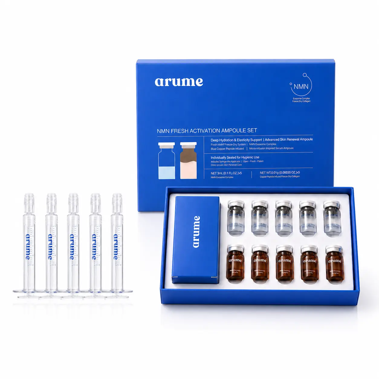 ARUME NMN PDRN Plant Exosome  Copper Peptide Microneedling Booster | 5 Lyophilized Powder + 5 Activating Solution ｜Professional Sterile Microneedling Booster