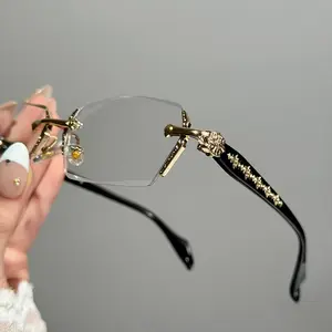 Trendy Classic Glasses with Blue Light Blocking - HD Clear Lenses & Sparkling Diamond-Cut Edges, Fashion Metal Temples for Women Men, Computer Gaming Readers, Daily Street Style Eyewear