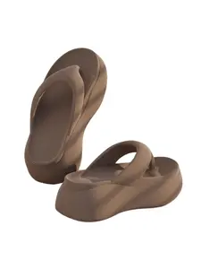 Summer New Eva Thick Sole Sandals for Women, Outdoor Wear Height Increasing Soft Bottom Anti-Slip Toe Thong Slippers Style Footwear