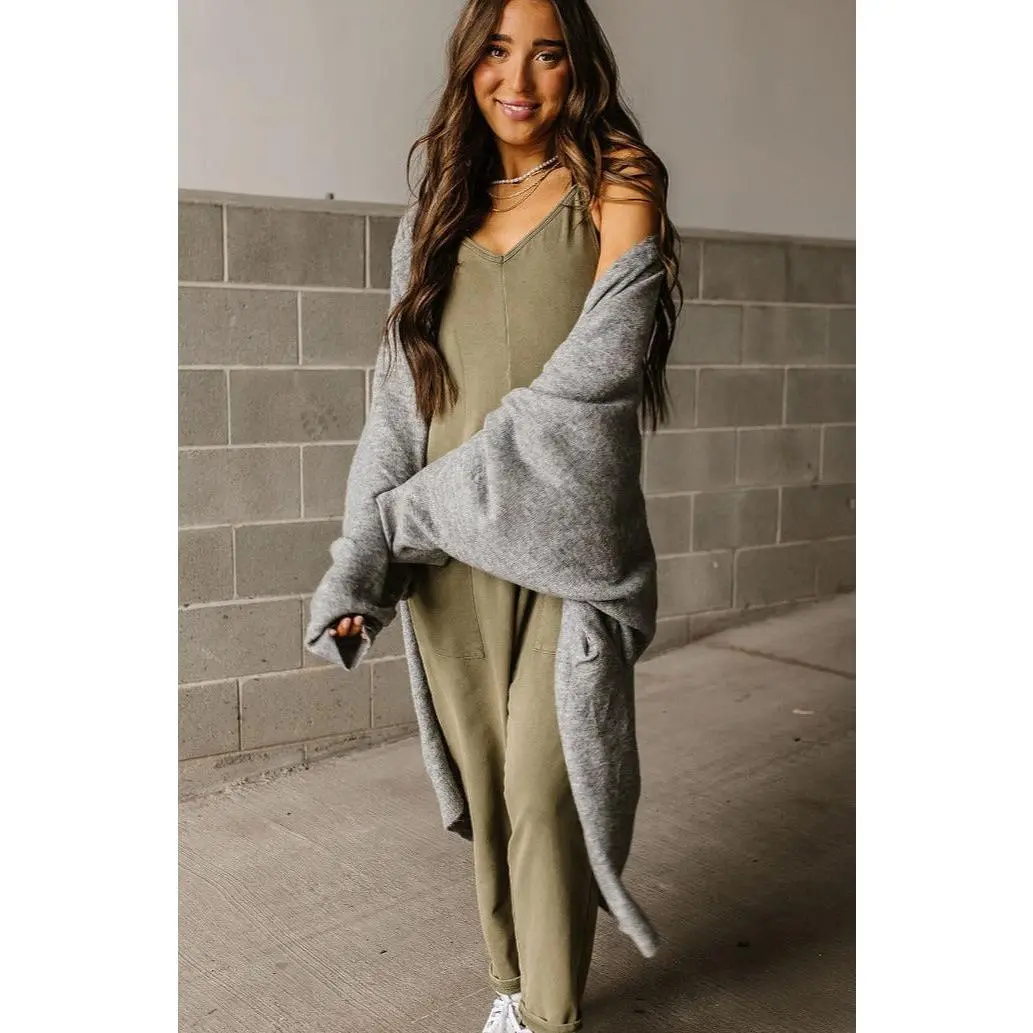 Women's Oversized Loose-Fitting Drop-Shoulder Knitwear - Casual Cotton-Blend Long-Sleeve Cardigan with Pockets, Longsleeves