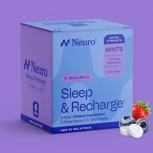 Neuro Night Berry Melatonin Mints for Better Sleep (72 Pieces) - Fast Dissolve Sugar Free Sleep & Recharge Mints with Lemon Balm & Chamomile