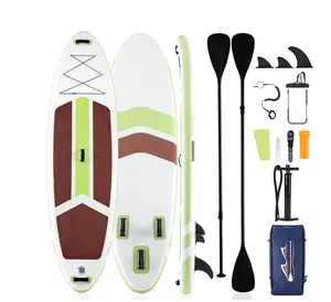 10.5'×33'' Inflatable Stand Up Paddle Board Non-Slip Deck, Durable Advanced Material and Complete SUP Accessories for All Skill Levels, ﻿Brown and Green