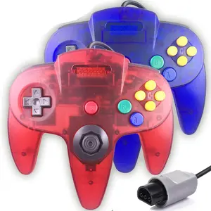 N64 Controller, Upgraded Joystick Classic Wired Controller Compatible with N64 Console (Clear Red and Clear Blue)