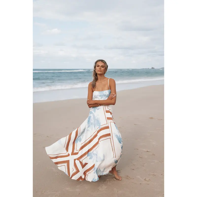 natalia blue printed maxi dress Women's Blue Printed Maxi Dress