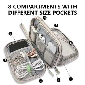 Cable Storage Bag, Portable Double Layer Makeup Storage Box, Waterproof Stationary Storage Container, Travel Organization Pouch for Outdoor Travel, Gift Choice