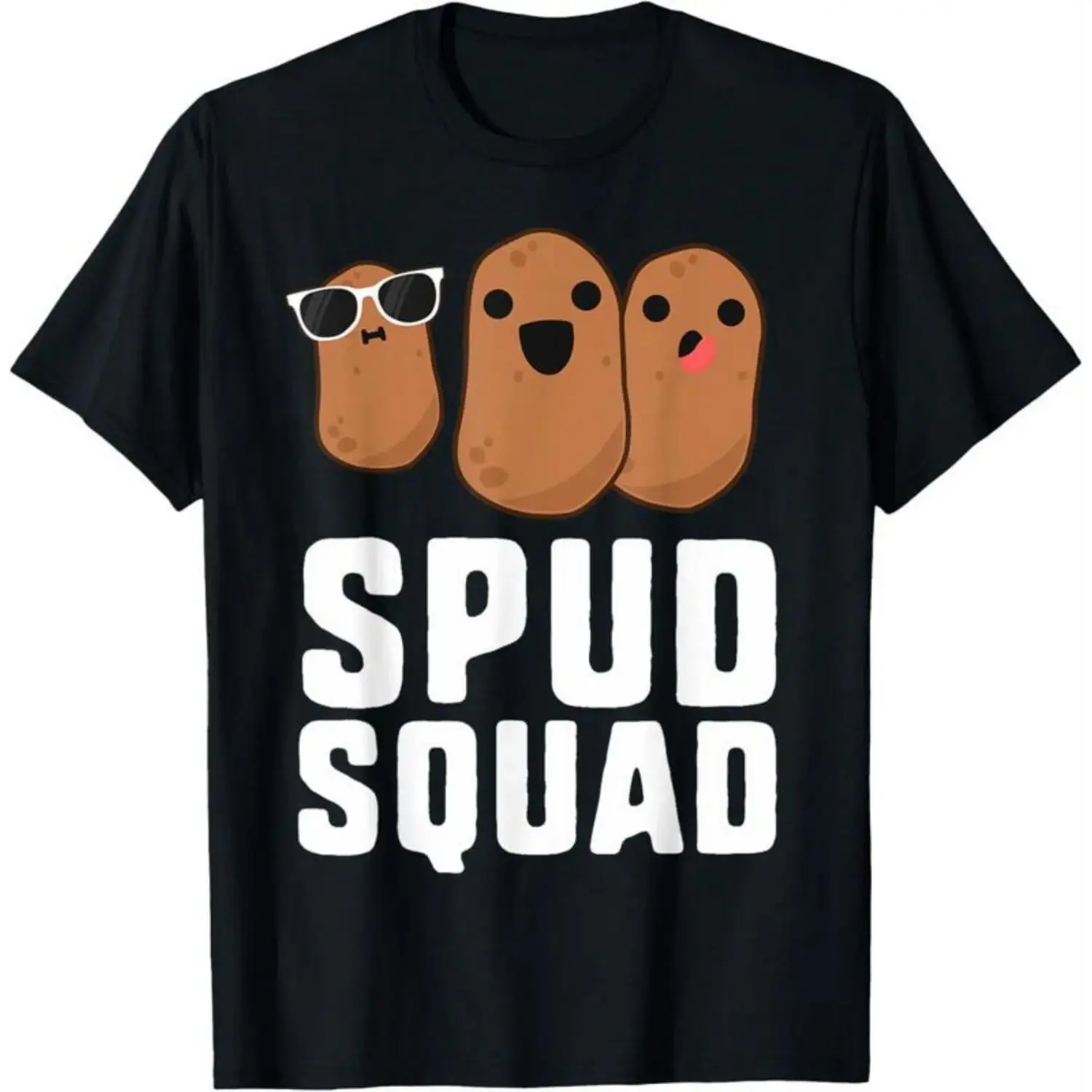 Cute Cartoon Potato Squad Graphic T-Shirt, Funny Food Lover Casual Short Sleeve Tee, Soft Cotton Streetwear Top For Men & Women