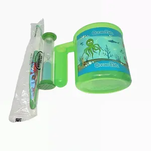 Oral care For kids Ocean  Children's Themed Toothbrush with Hourglass for Brushing Time Educational Tool for Kids Oral Care Non-Medical Engaging Design Compact Size 5x5x5 Inches Perfect for Teaching Dental Hygiene