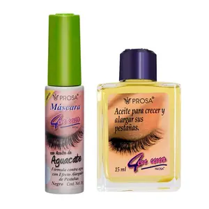 PROSA Avocado Mascara and Lash Oil Bundle –  Mascara Aceite Aguacate + Aceite Para Pestanas - Volumizing Mascara, Eyeliner, and Clear Mascara, Lash growth Makeup Eyelash