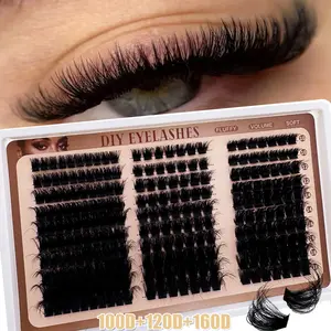 60D 80D 100D 120D 160D 200D 300D Fluffy False Eyelashes, Reusable Segment Lash Bundles, Soft DIY Lashes for Home Use, 10-18mm Thickness