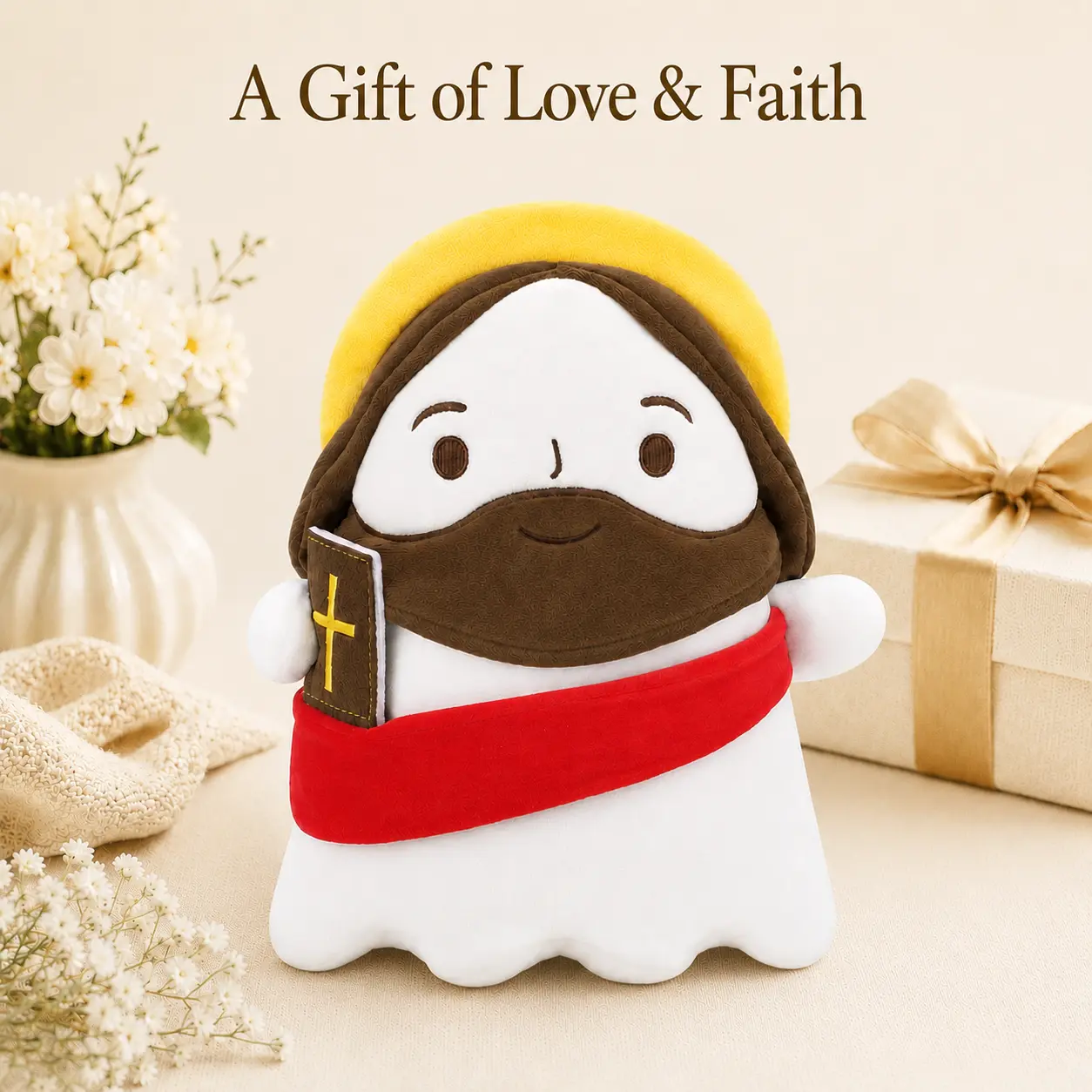 Jesus Plush Toy, 10-Inch Soft and Cuddly Stuffed Doll, Christian Gift for Kids and Adults, Baptism, Sunday School, Birthday, Holiday, Cozy, Huggable, Collectible, Soft Plush Toy