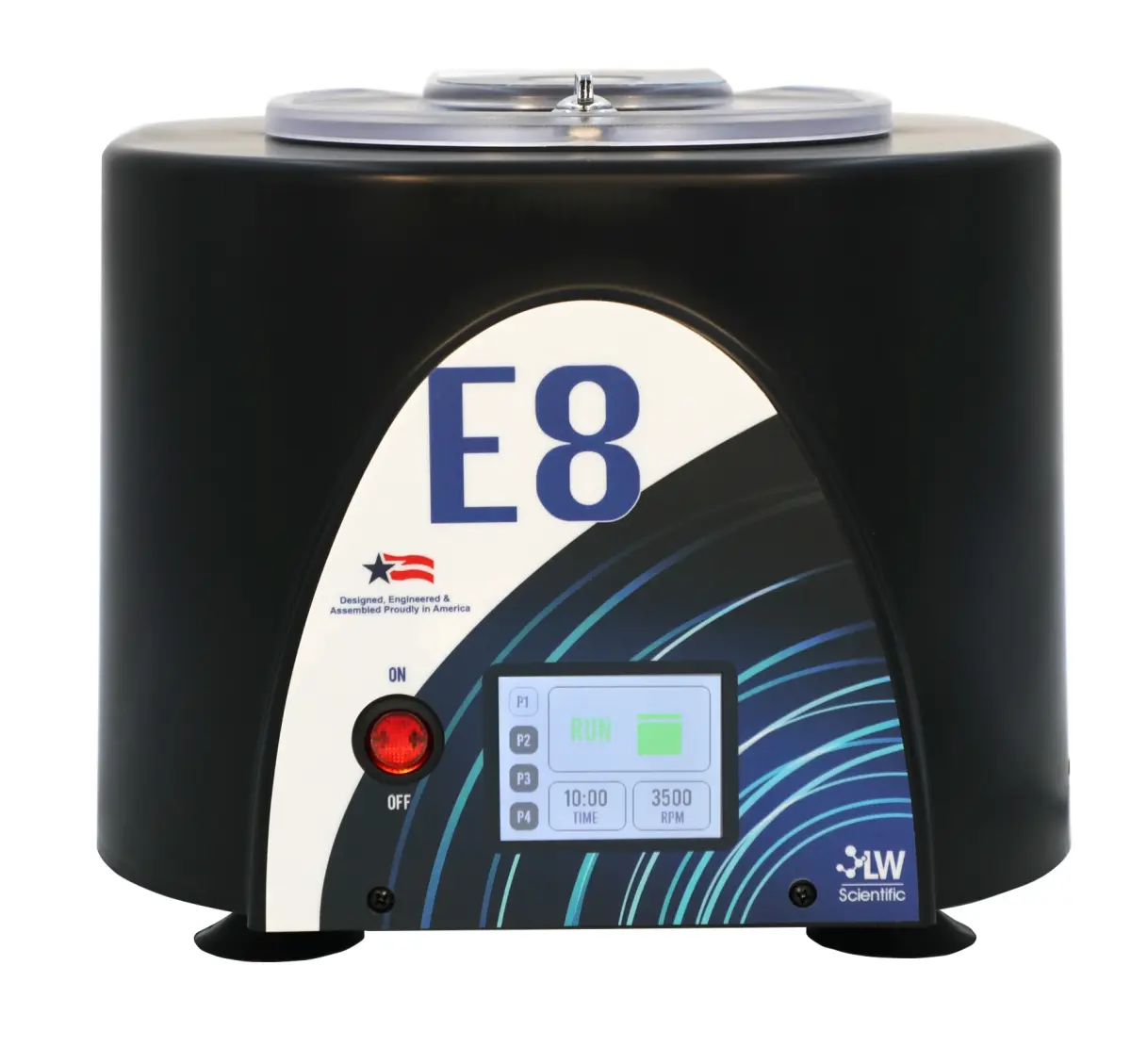 LW Scientific E8C-U8AT-CRT3 Compact Laboratory Centrifuge - 90-240V, 8-Place Fixed Angle Rotor, 3500 RPM, Touch Digital Speed Control, Auto Calibrate, Plastic Black Body, Quiet Op.