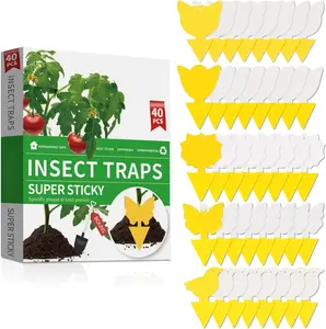 40 Pcs 5 Shapes Yellow Extremely Sticky Traps for Fungus Gnat, Fruit Fly, Fly, Whitefly, Flying Insect Catcher Traps for Houseplants, Kitchen, Indoor/Outdoor, Non-Toxic, Odorless, Pet and Kid Safe
