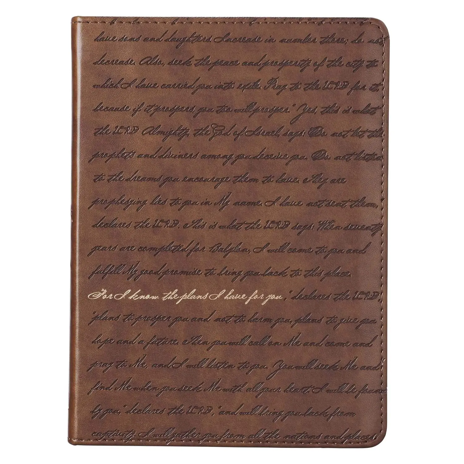 Devotional Notebook, Christian Art Gifts Brown Faux Leather Devotional Journal for Dad, Brother, Husband - Jeremiah 29:11 Verse, 5.5x7 Inches Flexcover, Ribbon Marker, 240 Lined Pages, Gilt Edges, Office Stationery (Father’s Day Gift)