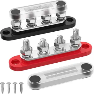 Bus Bar 12V 150A Mini Power Distribution Block Max 48V DC/300V AC with Cover 4 x 5/16" Posts for Marine Automotive Solar Systems -Negative+Positive