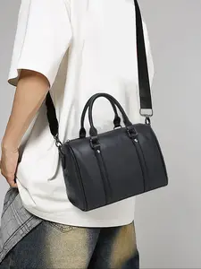 Men's Two-In-One Crossbody Classic Shoulder Bag, Business Casual Style, Large Capacity 20.5x27cm, Multi-Pocket Storage, Durable PU Material, Casual Messenger Bag, Pu Leather Satchel