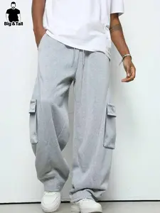 Men's Oversized Cargo Pants, Large Pockets, Micro-Elastic Straight Leg, Casual Sportswear for Running, Travel, Daily Wear