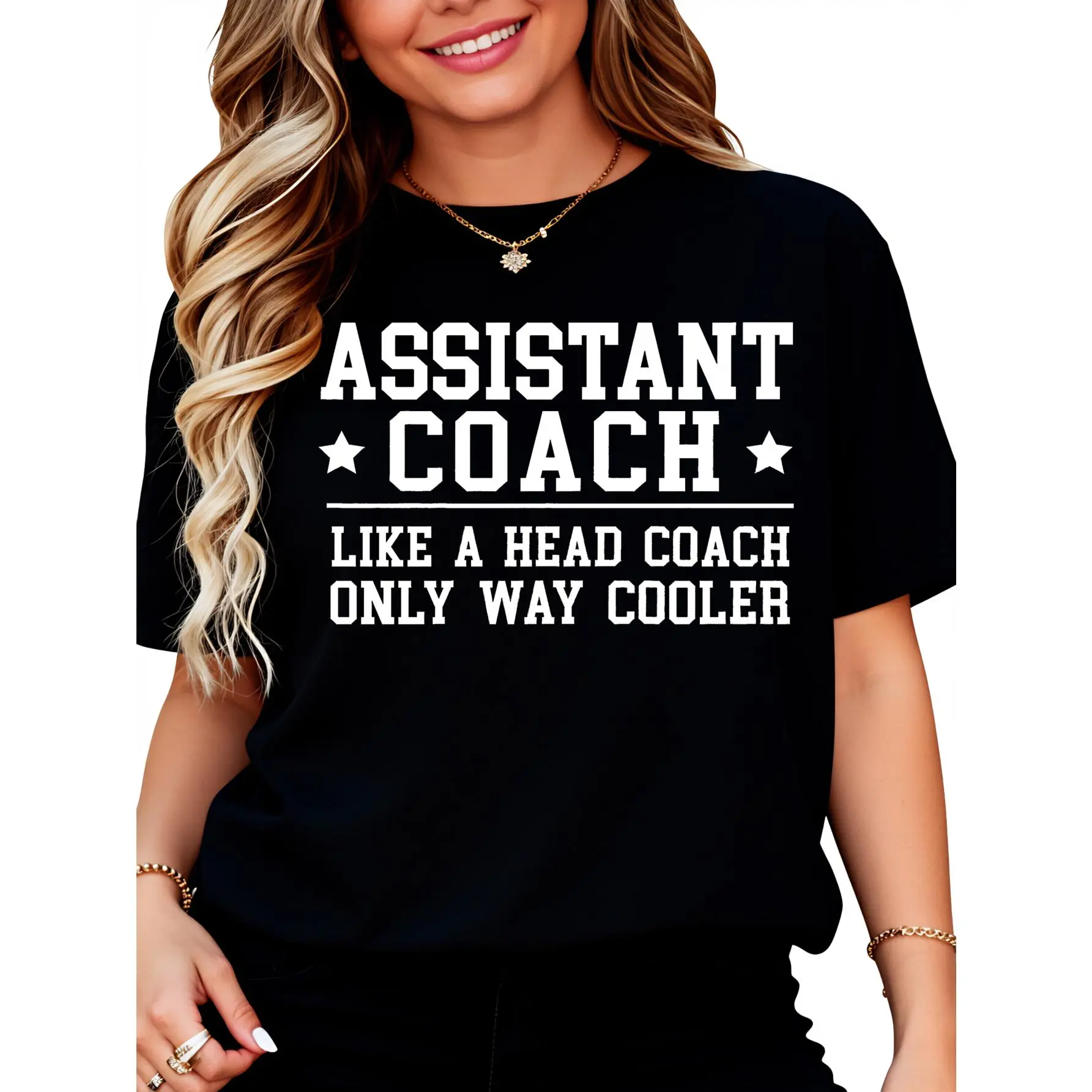 100% Cotton Unisex Assistant Coach Funny Sports Coaching Gift Round Neck Short Sleeve T-Shirt Women's Men Graphic Tee