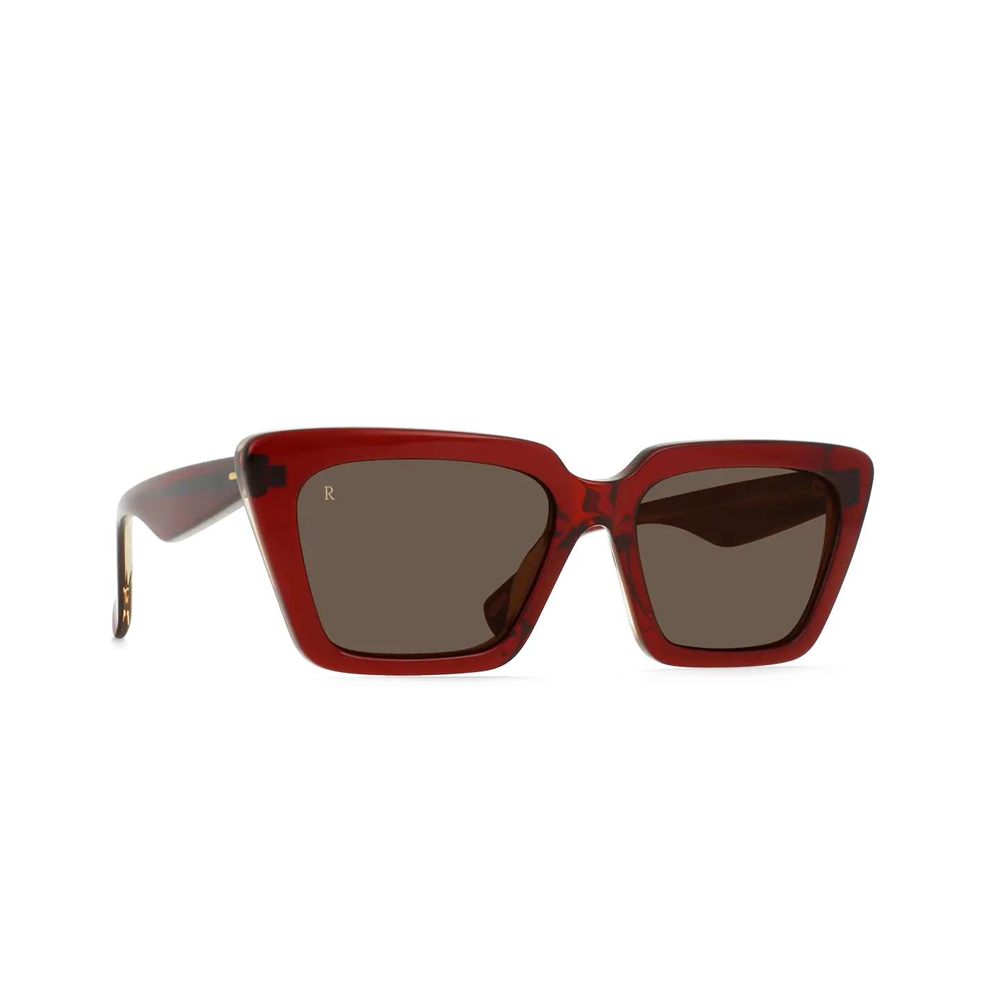 RAEN Keera-Cranberry Sedona-54 Sunglasses with Exaggerated Angles Blocky Acetate Design & Fin-Like Temples