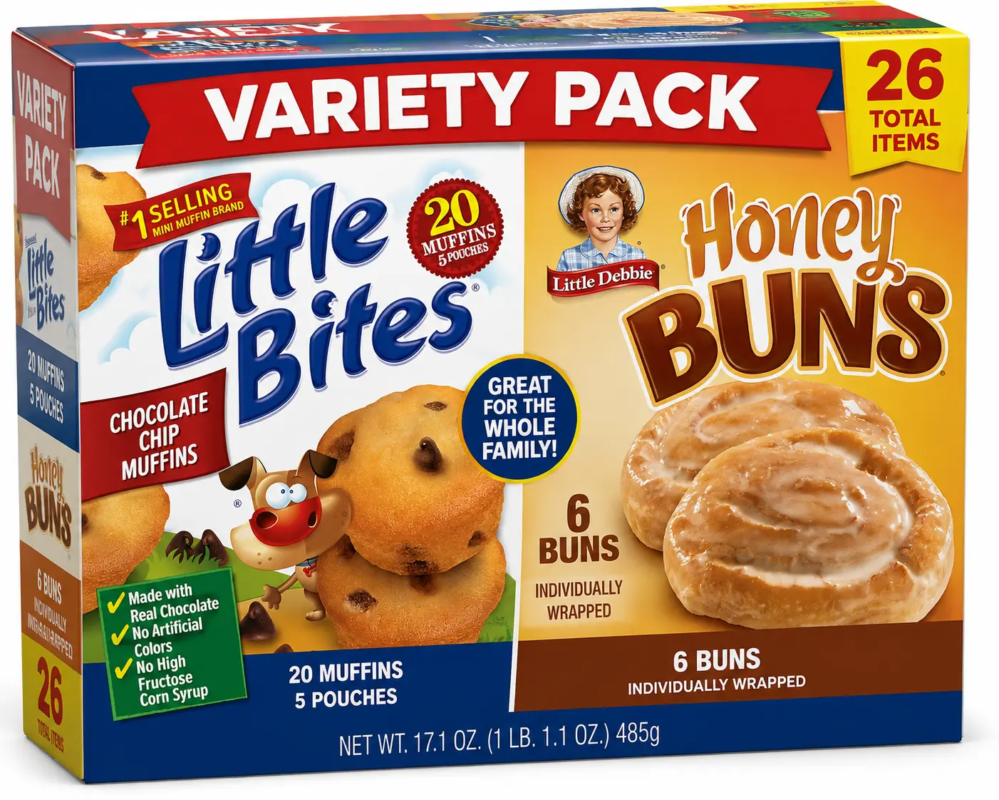 Little Bites Chocolate Chip Muffins & Honey Buns Variety Pack, Family Size Sweet Snack Box, Individually Wrapped Breakfast Treats, Lunchbox Snacks for Kids & Adults, Bakery Favorites Combo Pack