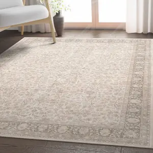 Madrid Beige Floral Rug – Bold Pattern Easy to Clean