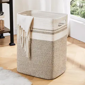 Woven Storage Basket, Large Capacity High Square Storage Basket, Storage Organizer, Household Clothes Storage Basket for Living Room, Balcony, Hallway, Laundry Room, Bedroom, Home Organizer, Home Essentials