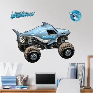 Wall Palz Monster Jam Megalodon Wall Decal 21" Wide Shark-Themed Monster Truck Graphic with Official Logo & Bold Shark Icon USA Made Easy Application