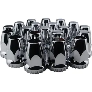 33mm Thread On Lug Nut Covers,ABS Chrome Plastic Screw On Standard Flanged Lug Nut Covers for Semi Trucks 20Pcs