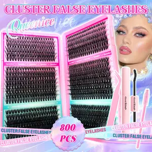 800 Clusters Lash Kit, D Curl 30D/40D/50D Mixed Length 9-16mm, Natural Thick & Dramatic Styles, Large Capacity Long-Lasting Strong Hold False Lashes, Beginner-Friendly for Daily & Holiday Party