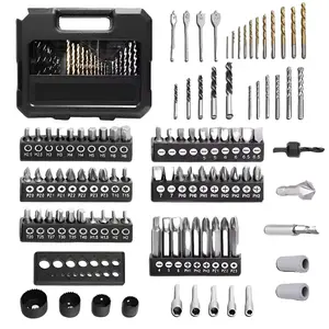 100-piece set UniversalTwist drill bit and screwdriver multifunctional drill bit set, Drill and Screwdriver Bits Combo Kit with Case for Metal, Wood, Concrete and Masonry, 100 Pieces