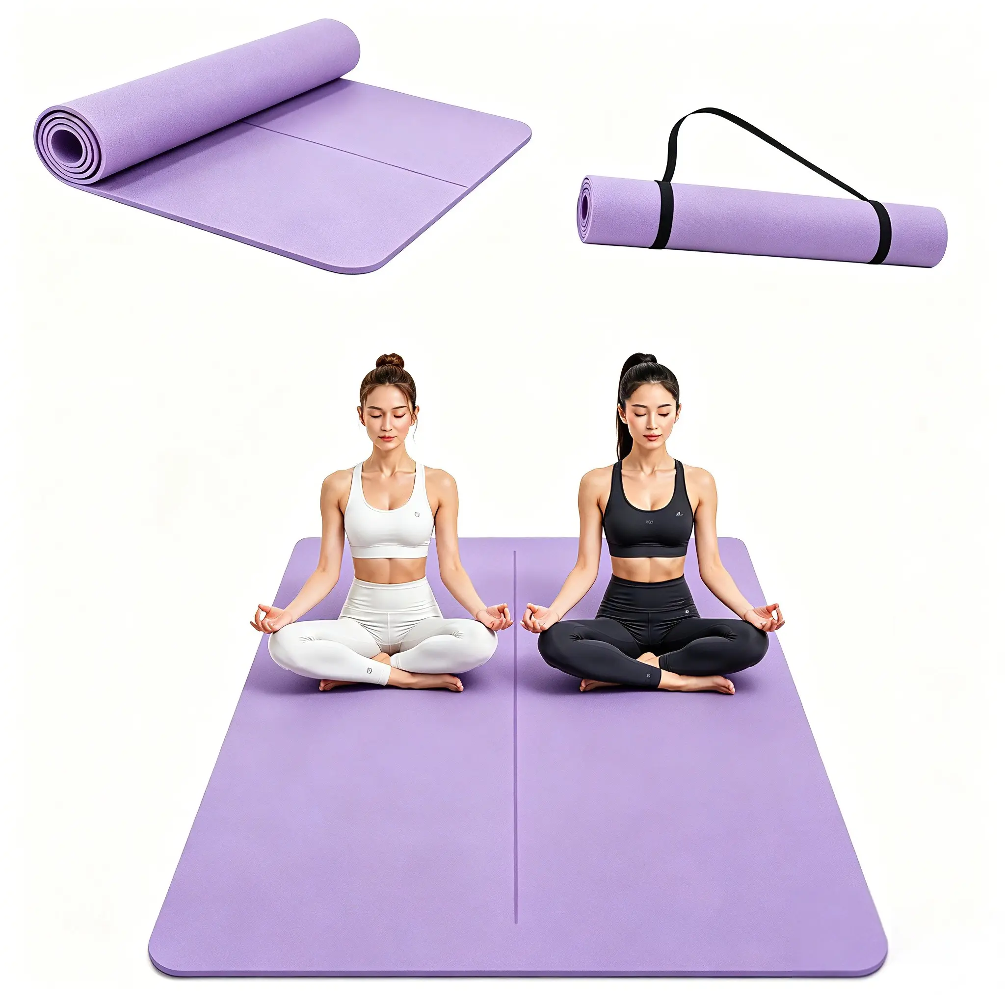 Large Yoga Mat, Various colors Yoga Mat 6x2 ft/6x4 ft with Alignment Lines ,0.4in Thick Yoga Mat, Double-Sized Yoga Mat, Extra-Wide Yoga Mat Fitness Mat,Tear-Resistant,  Thick Non-Slip Yoga Mat Exercise Mat for Home Workouts,camping essentials