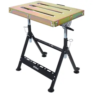 Welding Table 30"x20", 400lbs Load Capacity Steel Welding Workbench Table on Wheels, Folding Work Bench with Three  Slot, , Adjustable Angle & Height