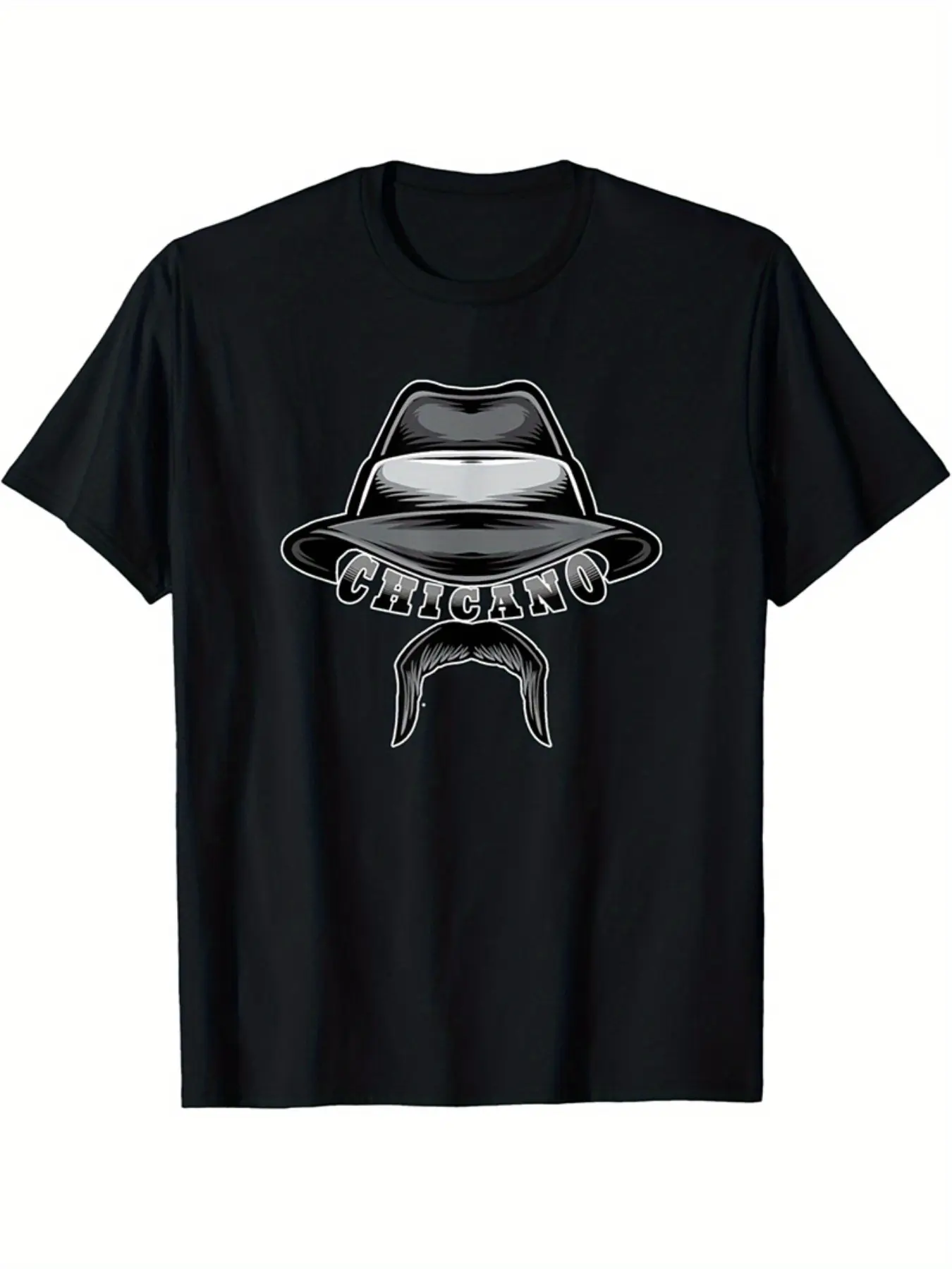 Chicano Lowrider Hat, Chicano Mustache, Men'S Low unisex soft cotton short sleeve t shirt, vintage graphic casual tee for men women teens, perfect birthday holiday gift for camping travel gym daily street casual wear