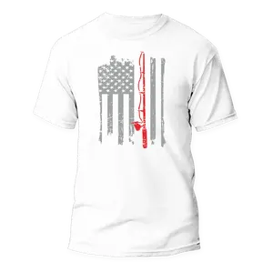 Fishing Rod American Flag Unisex T-Shirt