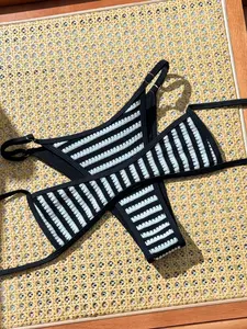 Women's Two-Piece Bikini Set, Spring Summer Beachwear Swimwear, Sexy Backless Triangle Design, Spaghetti Strap Bikini, Tight-Fitting Swimsuit, High Stretch Bikini, Stripe Bikini, High Waisted Swimsuits