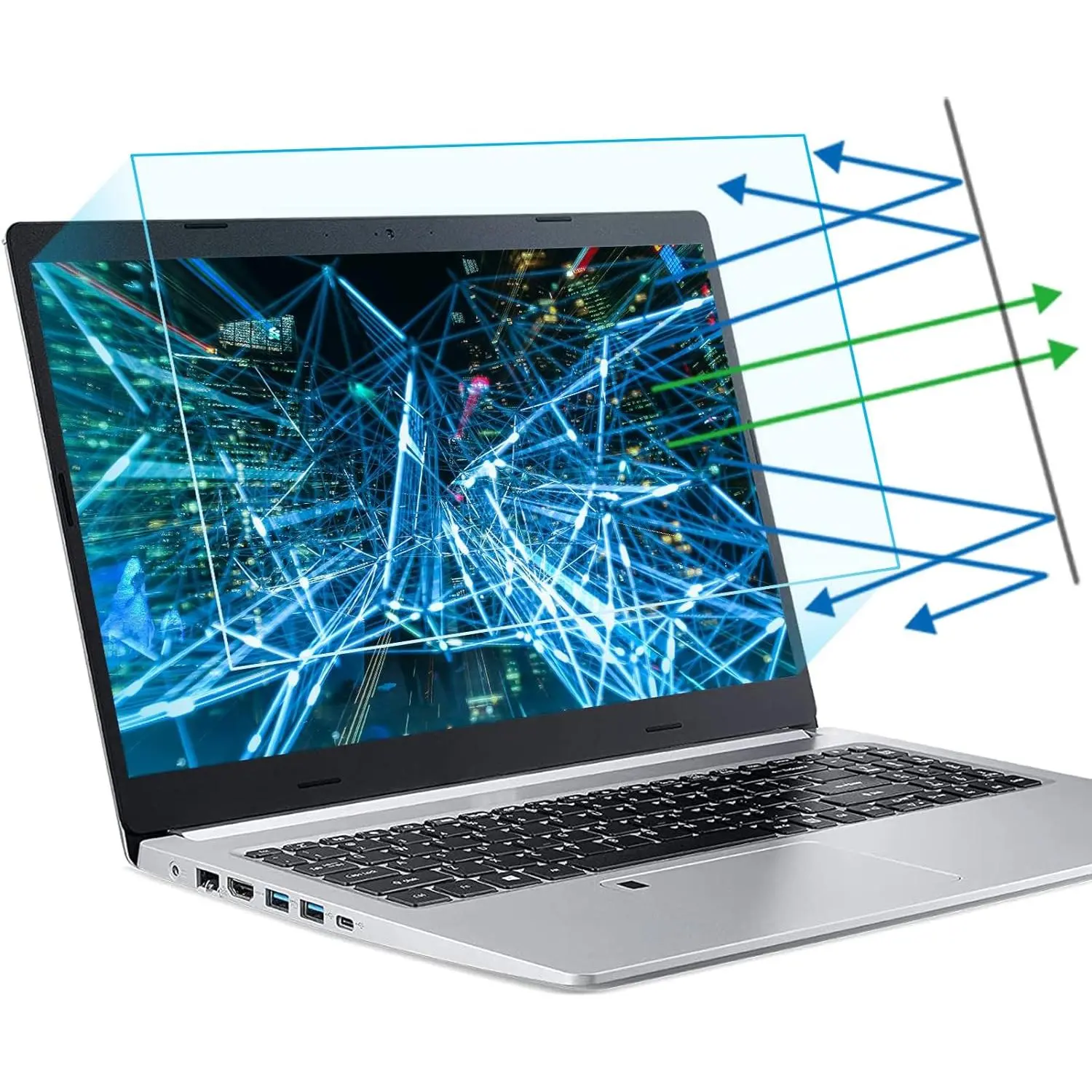 2-Pack 15.6in Anti-Blue Light Screen Protector for 15in 16:10 Ratio Laptops, 9-Layer Blue Light Filtering, Glare Reduction, Static Resistance, Eye Protection, Reduces Eye Fatigue, Anti Glare